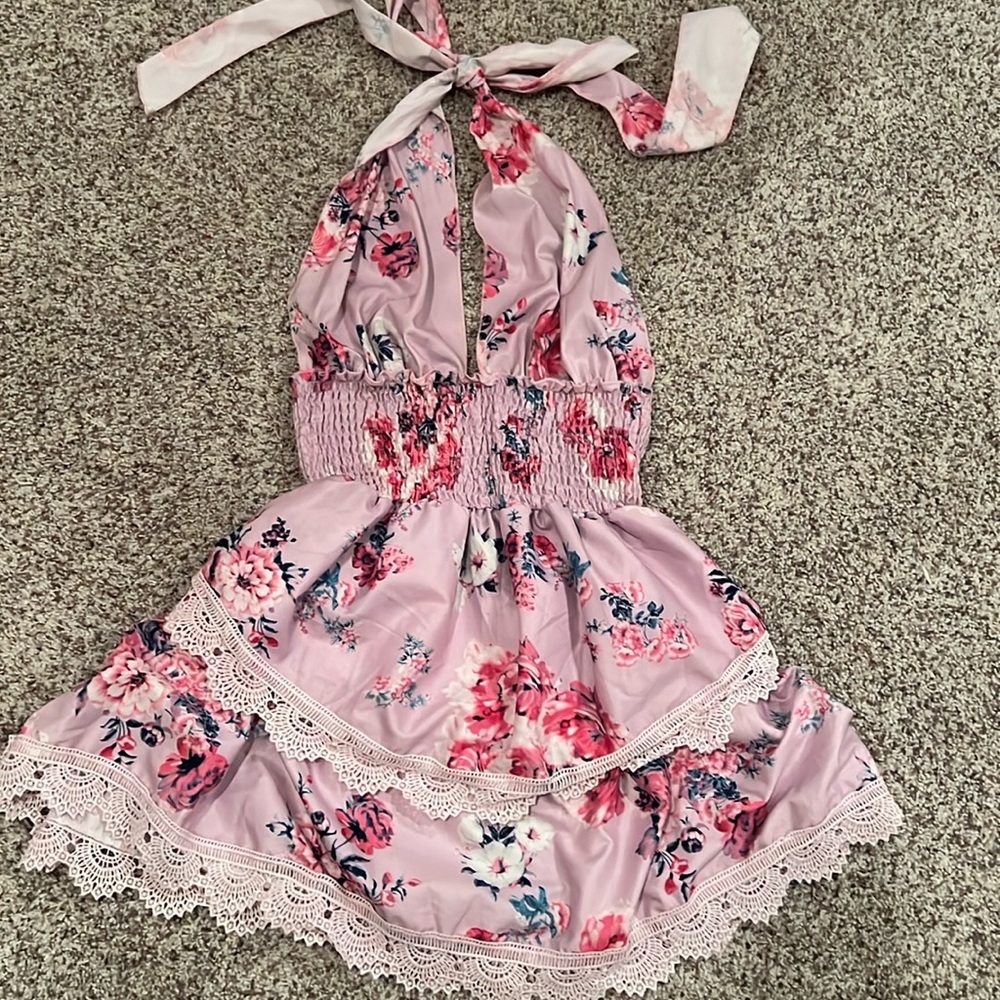 Preppy tie neck dress- Size Xs